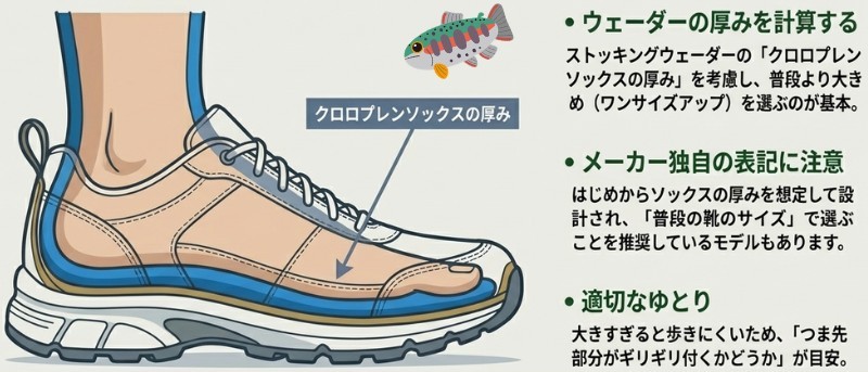 ソックスの厚みを説明しているイラスト